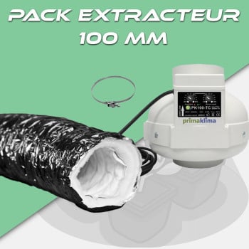 Pack Extracteur - Prima Klima 100mm - 280m3/h - Contrôleur de temp. + Gaine Phonic 100mm - 3m + 1 collier de sérrage - 1
