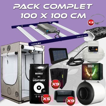 Pack complet 100x100cm – Spider Series 410 PRO et console - Box Q80+ 80x80x180 cm - Kit de ventilation - Pots et terreaux - 1