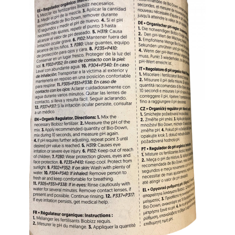 Biobizz - BioDown - Reducteur de Ph