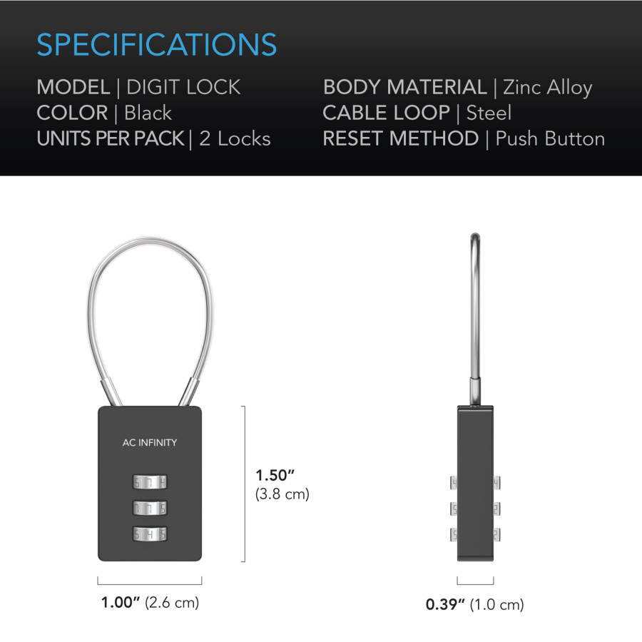 Cadenas à combinaison en acier flexible - Lot de 2