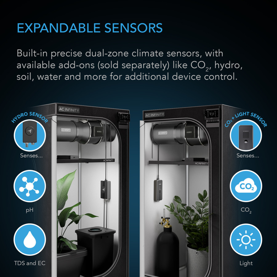 CONTROLLER AI+ AC INFINITY - Console de gestion avec IA - VPD à 2 zones, température et humidité, Bluetooth + WiFi - AC-CTR89Q
