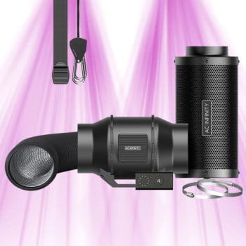 Kit de filtration 150 mm avec Extracteur d'air Silencieux, Filtre à Charbon et Gaine - Contrôleur de Vitesse - AC INFINITY