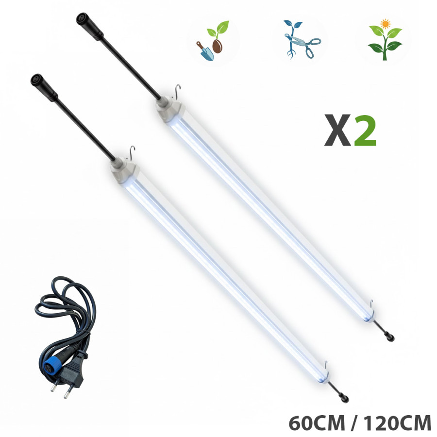 Tubes LEDs 60cm / 120cm pour semis, boutures et jeunes plantes - V2 - Couverture parfaite - Plug & Play