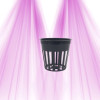 Pot ajouré noir en premier plan, suspendu devant un fond violet lumineux. Pot idéal pour Hydroponie & Aéroponie GrowLED.