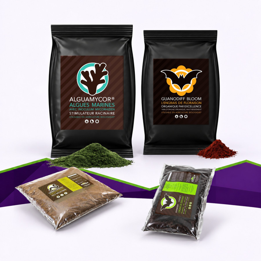 Guano Diffusion pack Classic’s, illustration des quatre composants, quantités selon le tableau