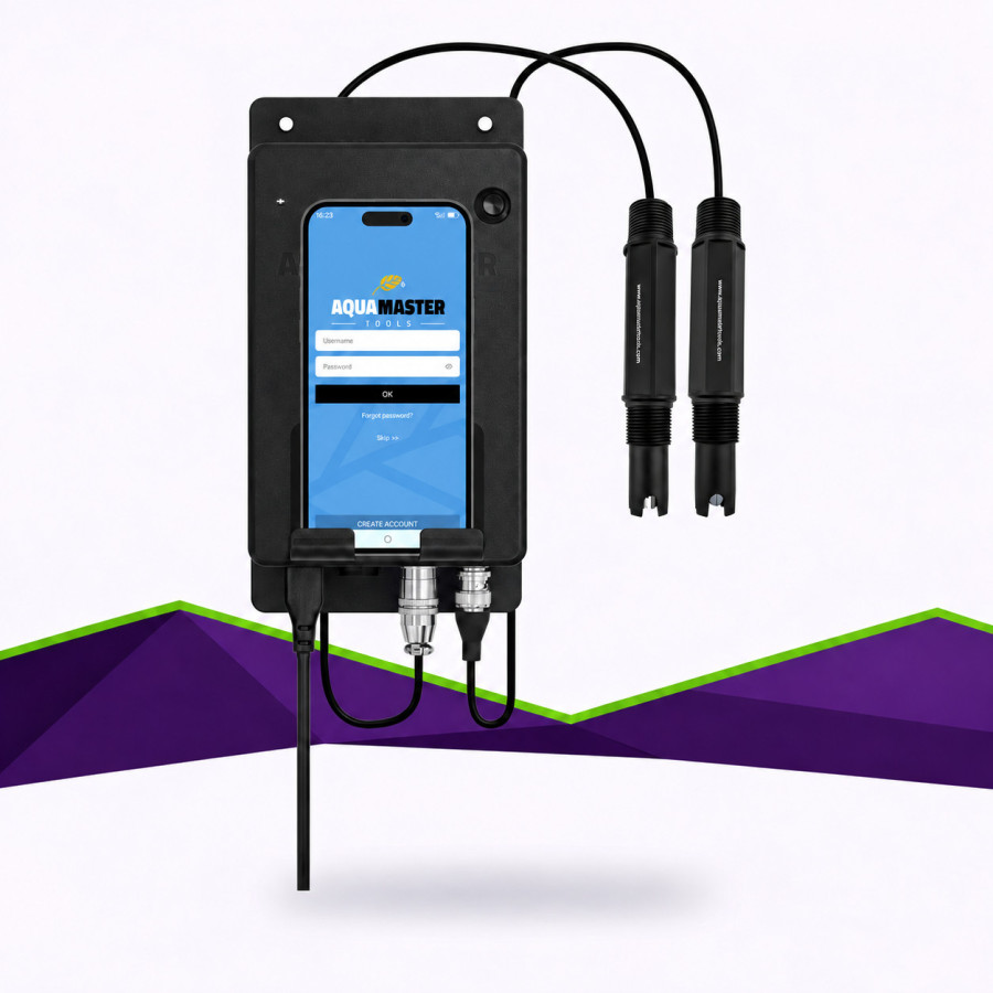 W650 Pro Inline Aqua Master Tools — moniteur connecté pH et EC — vue principale — smartphone non fourni