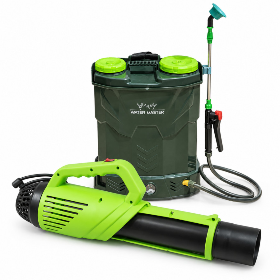 Kit Bazooka Water Master : pulvérisateur électrique 18 L et atomiseur vert et noir
