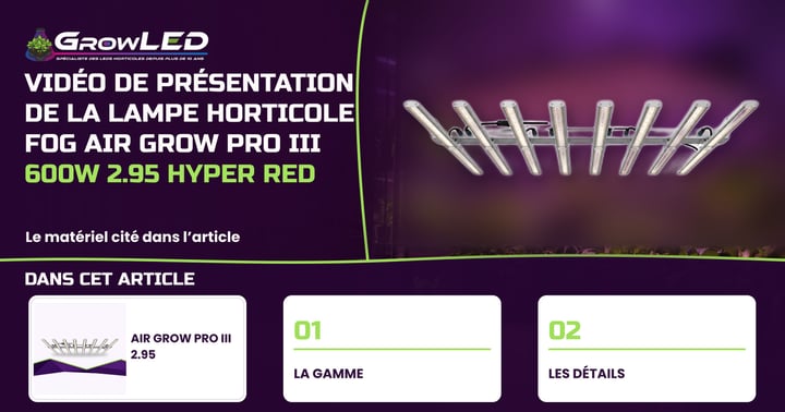 Vidéo de présentation de la lampe horticole FOG Air Grow PRO III 600W 2.95 Hyper Red