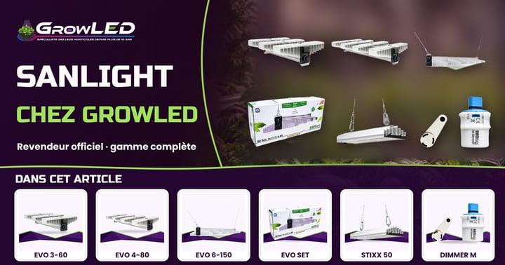 GrowLED est revendeur officiel SANlight : gamme complète, accessoires, SAV et solutions pro