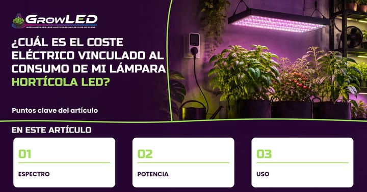 ¿Cuál es el coste eléctrico vinculado al consumo de mi lámpara hortícola LED?