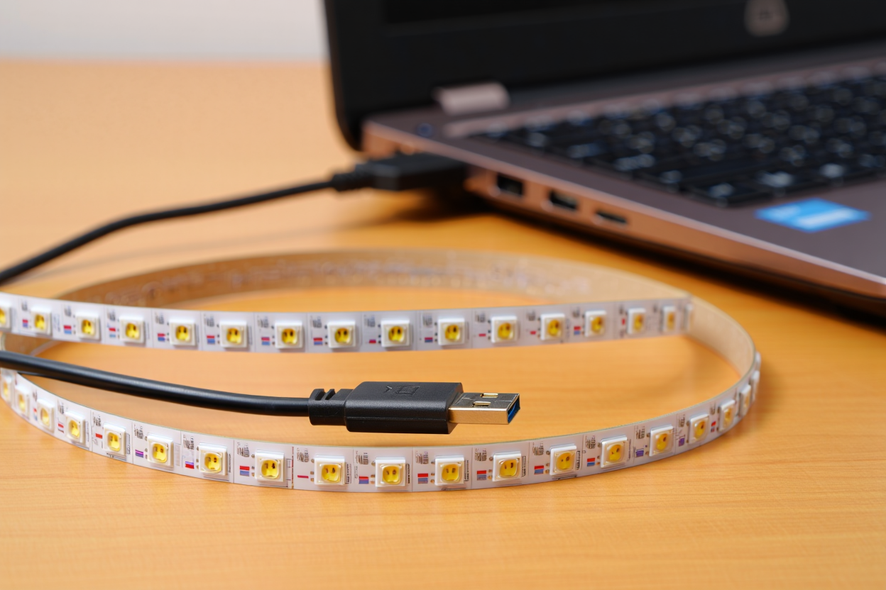 Ruban LED USB 5V flexible blanc - Bande led pour PC et TV