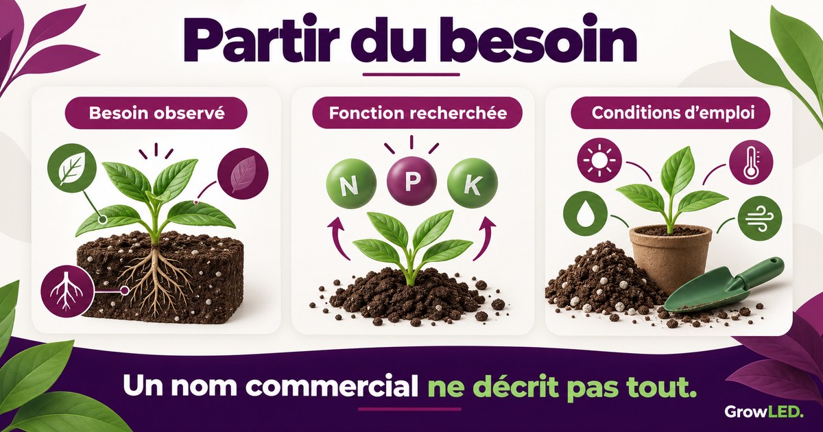 Partir du besoin : Besoin observé, Fonction recherchée, Conditions d’emploi.