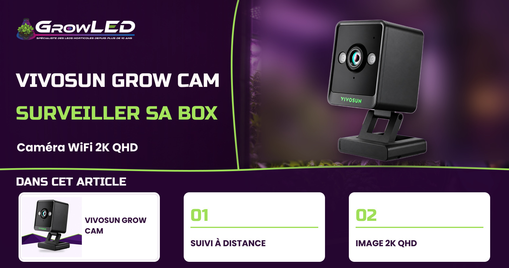 Caméra de Culture WiFi VIVOSUN Grow Cam 6mm 2K QHD