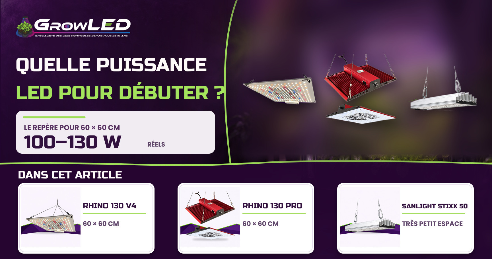 Quelle puissance de lampe LED horticole pour un débutant en grow ?