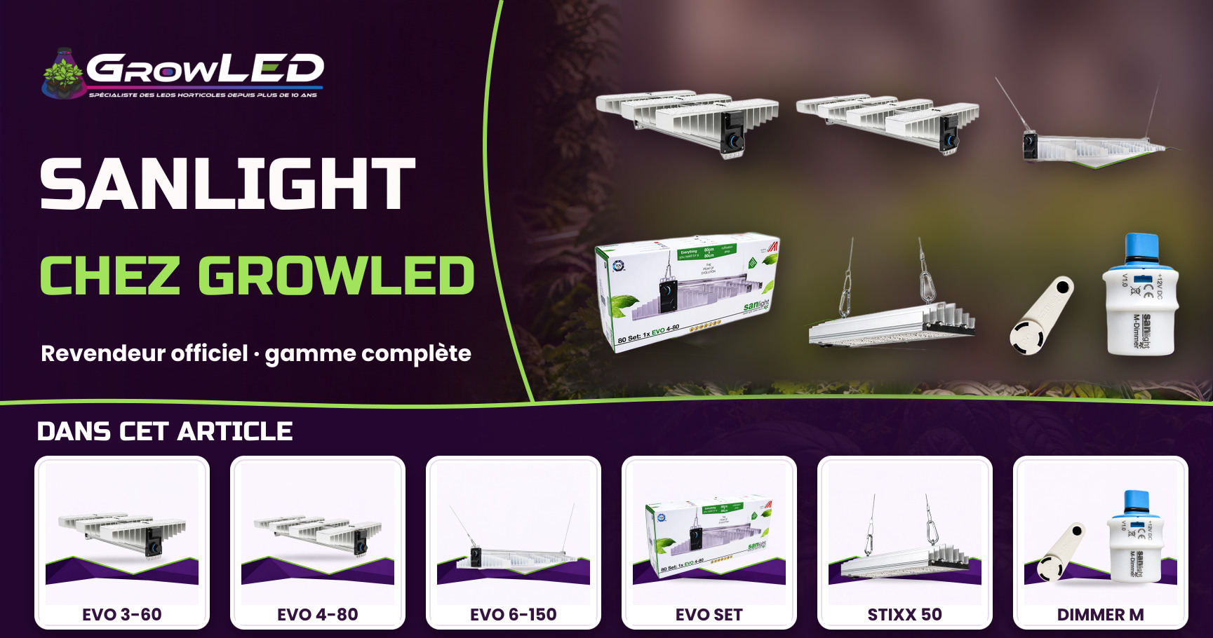 GrowLED est revendeur officiel SANlight : gamme complète, accessoires, SAV et solutions pro