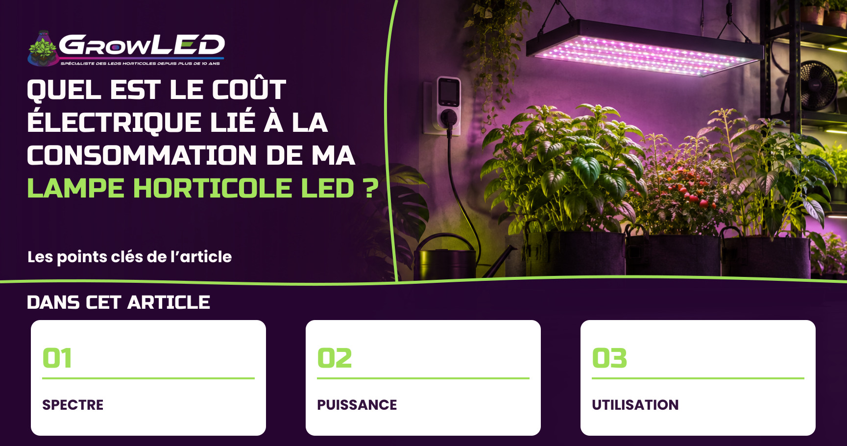Quel est le coût électrique lié à la consommation de ma lampe horticole LED ?