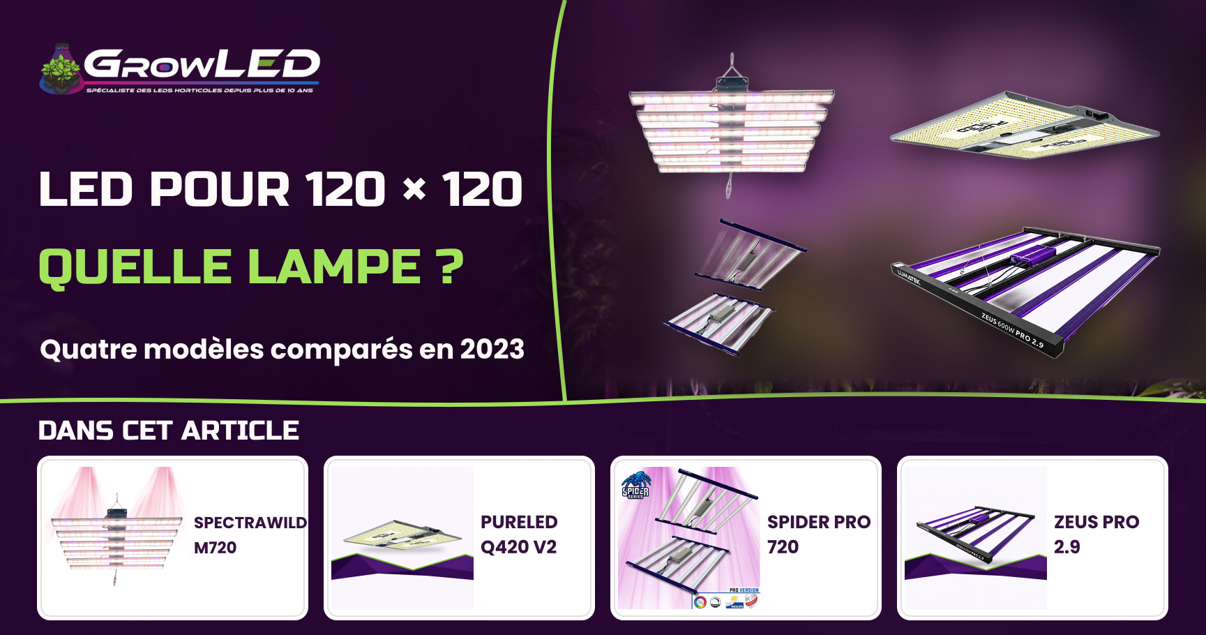 Comment choisir la meilleure lampe horticole LED pour votre surface de culture de 120cm x 120cm en 2023